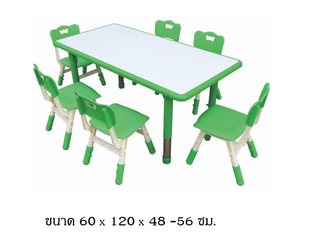ชุดโต๊ะสี่เหลี่ยมผืนผ้า หน้าขาว SET A พร้อมเก้าอี้ 6 ที่นั่ง โต๊ะเก้าอี้นักเรียน,โต๊ะเด็ก,เก้าอี้เด็ก,อนุบาล-ประถม,โต๊ะกิจกรรม,โต๊ะพลาสติกขาเหล็ก,โต๊ะเขียนหนังสือเด็ก สั่งนำเข้า ขนาดโต๊ะ 60x120x48-56 ซม.