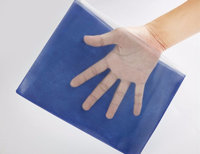 ถุงซิปรูดหน้าใส+หลังสปันบอนด์สี ซองเอกสาร พิมพ์โลโก้ได้