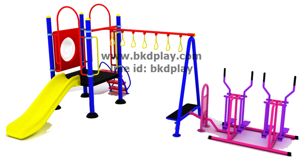ชุดหอสไลด์80 +ห่วงโหน +ก้าวเดินบัดดี้ เครื่องเล่นสนามกลางแจ้ง เหล็ก ของเล่น สั่งทำ 10-20 วัน ขนาด 400x630x220 ซม.