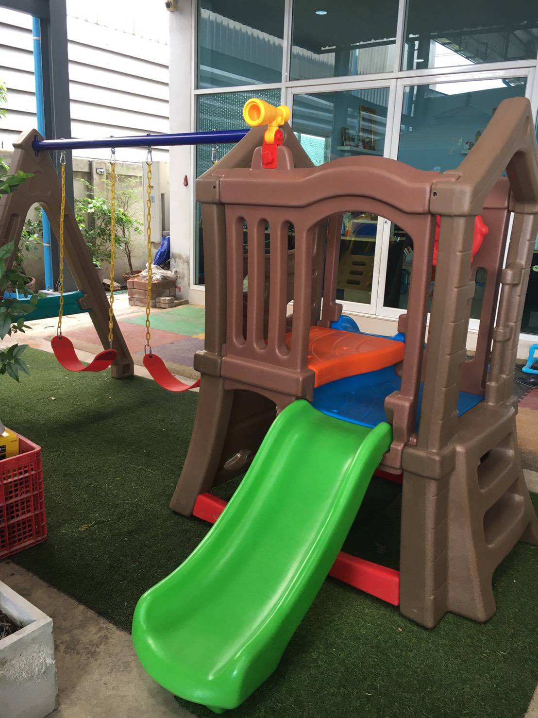 เครื่องเล่นสนาม,ของเล่นสนาม,ของเล่นเด็ก, บ้านสไลด์ชิงช้า 2 ที่นั่ง สินค้าพร้อมส่ง คิดค่าส่งตามจริง สินค้าราคาโรงงาน