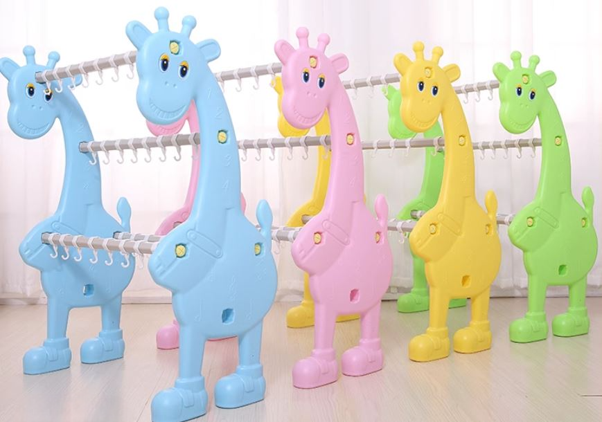 ราวแขวนผ้ายีราฟ สีพาสเทล,ตะขอ 40 ชิ้น ราวแขวนแก้ว แขวนแปรงสีฟัน เฟอร์นิเจอร์เด็ก ,ของใช้เด็ก ขนาด : 41x77x104 ซม.