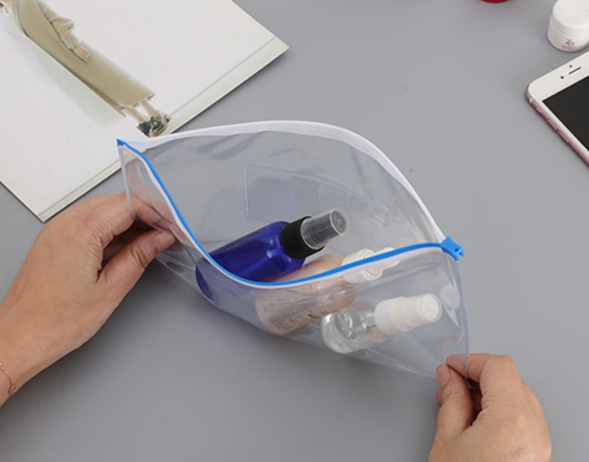 ถุงซิปรูด PVC ใส ซองเอกสารพลาสติกใส พิมพ์โลโก้ได้