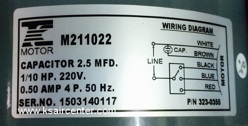 มอเตอร์ แฟนคอยล์ FASCO (TC) ขนาด 1/10 HP (รหัสสินค้า 064001)