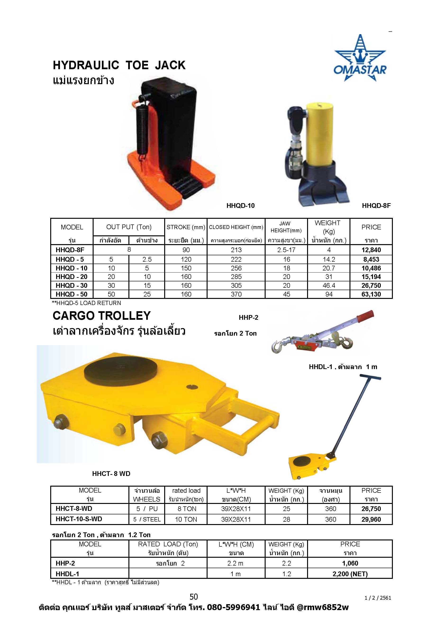 HHQD-8F แม่แรงยกตรงยกข้าง,แม่แรงยกข้าง,เท้าช้าง "OMASTAR" Hydraulic toe jack 8 TON HHQD-8F
