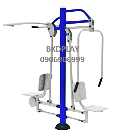 เครื่องออกกำลังกาย กลางแจ้ง ชุดอุปกรณ์ บริหารไหล่ หน้าอกคู่ แบบดันและ แบบดึง FND-LS-53 ลานกีฬา อเนกประสงค์ สนามกีฬา ขนาด 75 x 183 x 220 ซม.