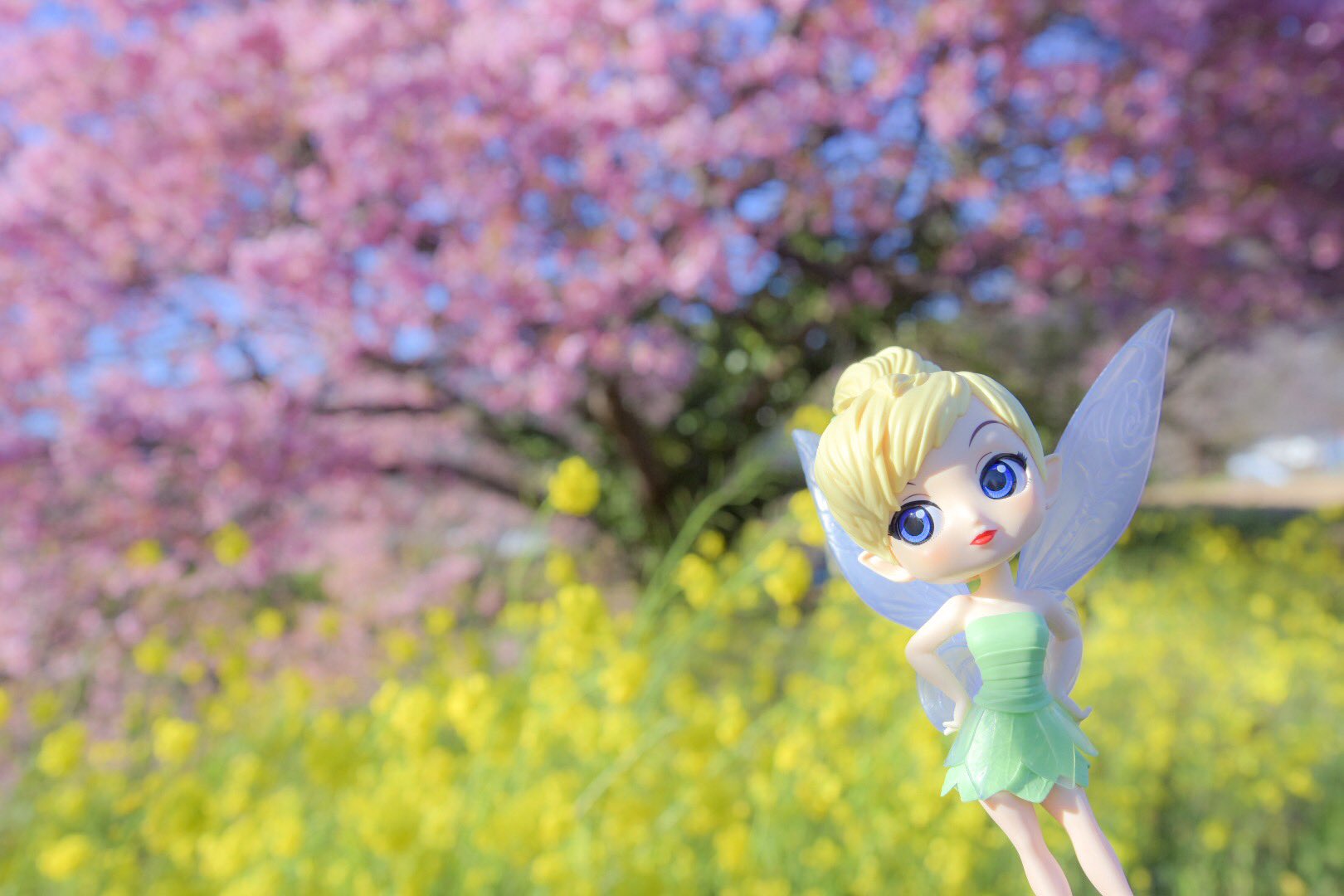 Tinker Bell Leaf Drees - Pastel Color ของแท้ JP - Q Posket Banpresto [โมเดล Disney]