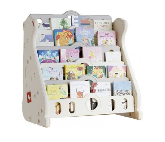 ชั้นวางหนังสือหมีขาว 5 ชั้น ,ชั้นวางพลาสติกหนา โชว์ปก ,เฟอร์นิเจอร์เด็ก,ชั้นวางหนังสือเด็ก ขนาด : 40x72x77 ซม.