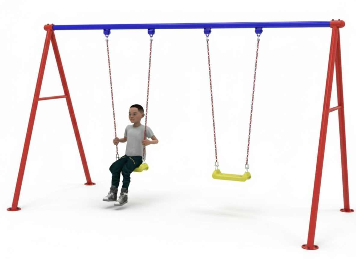 เครื่องเล่นสนามกลางแจ้งเหล็ก ชิงช้า2 ที่นั่ง ปรับขนาดใหม่ตามมาตรฐาน มอก. Outdoor Playground, ราคาโรงงาน ผลิตในไทย