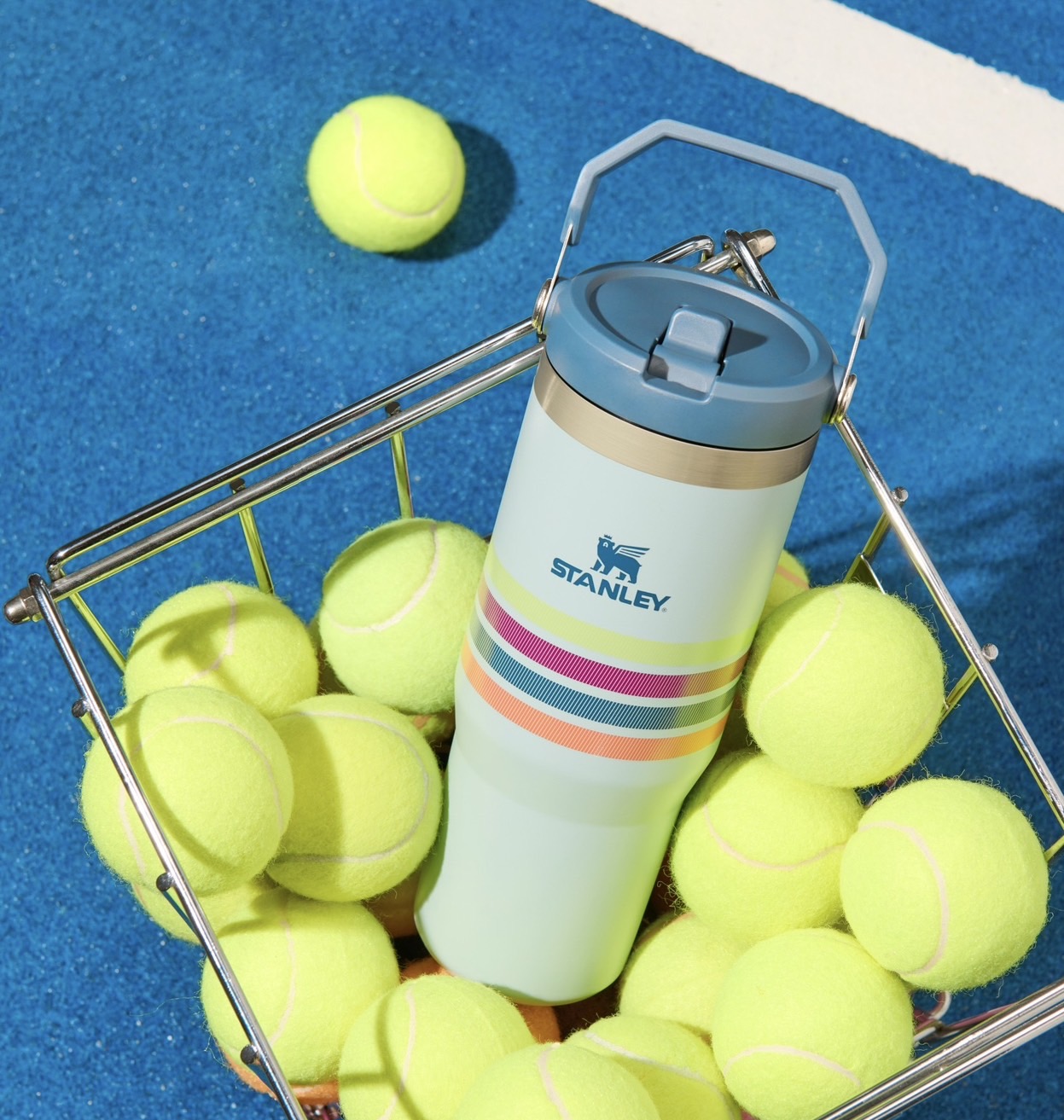 Varsity Iceflow™ Flip Straw Tumbler 30Oz Seafoam Stripe