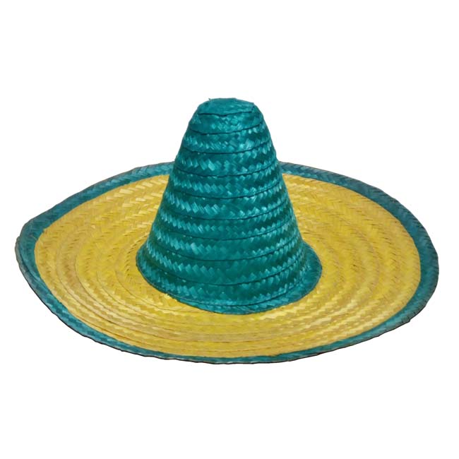 หมวกเม็กซิกัน sombrero แบบสีรุ้ง ทำจากเยื่อไม้ สีเขียวและสีเปลือกไม้