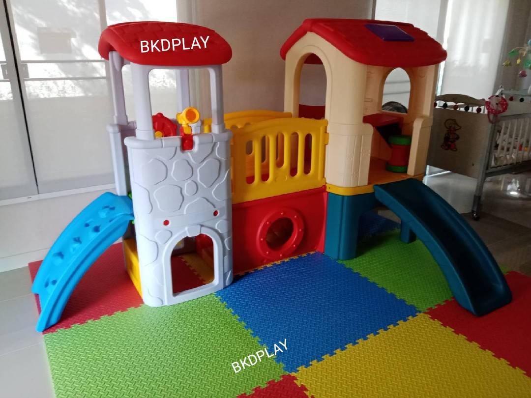 บ้านของเล่นคู่หลังคาแดง ,บ้านสไลเดอร์ ของเล่นเด็ก,พร้อมส่ง ราคาโรงงาน