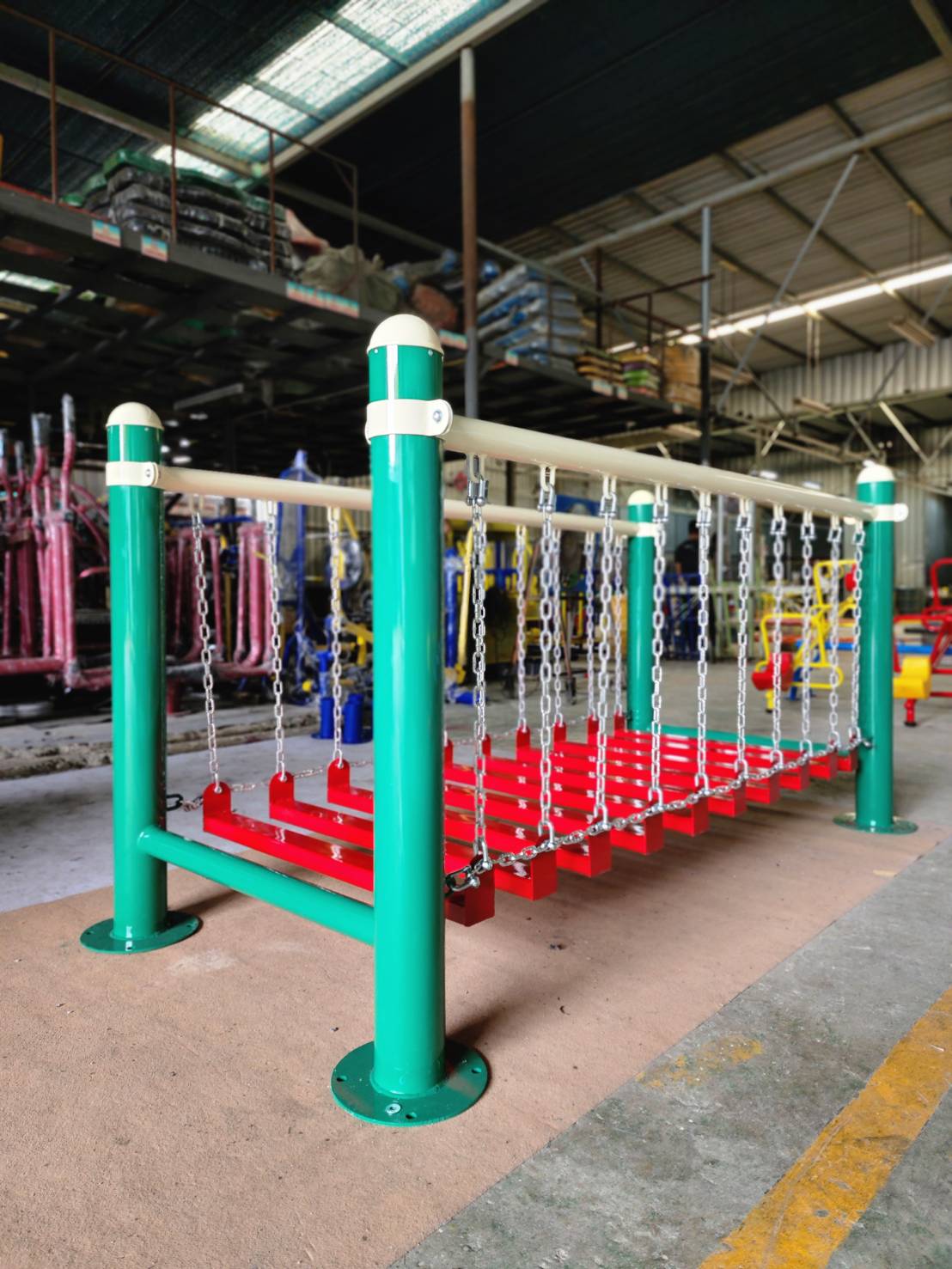 สะพานโซ่ทรงตัว เครื่องเล่นสนาม กลางแจ้ง เหล็ก ,บาร์โหน ตั้งพื้น ,ปีนป่าย, ของเล่น สั่งทำ 10-20 วัน ขนาด100x200x120 ซม.