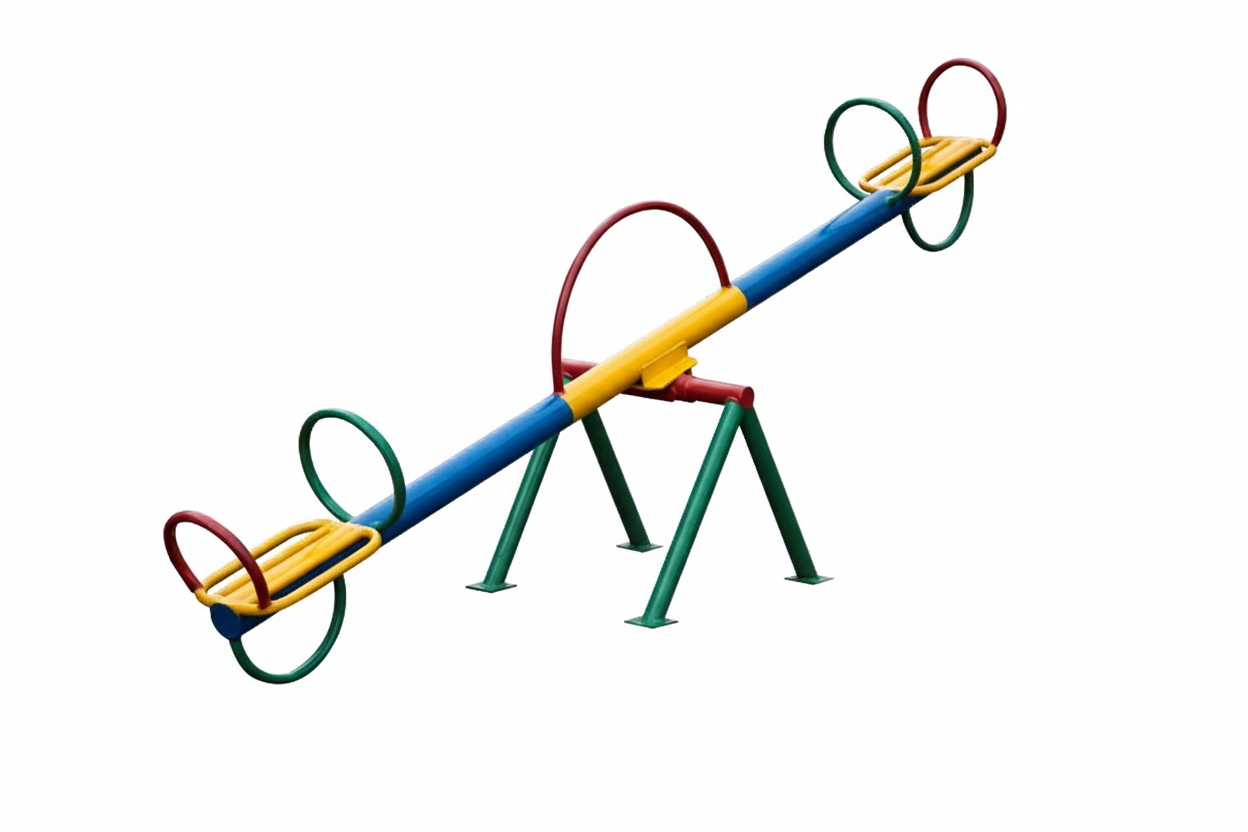 คานกระดก 2 ที่นั่ง (มือจับตัว O), ไม้กระดก2ที่นั่ง เครื่องเล่นสนามกลางแจ้ง , เครื่องเล่นสนามแบบเหล็ก, OutdoorPlayground, ราคาโรงงาน ขนาด 150x200x50 ซม.