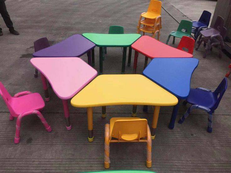 ชุดโต๊ะสี่เหลี่ยมคางหมู 6 ตัว พร้อมเก้าอึ้ 6 ตัว โต๊ะเก้าอี้นักเรียน,โต๊ะเด็ก,เก้าอี้เด็ก,อนุบาล-ประถม,โต๊ะกิจกรรม,โต๊ะพลาสติกขาเหล็ก,โต๊ะเขียนหนังสือเด็ก สั่งนำเข้า ขนาดโต๊ะ ย. 205 * 48-56 ซม.