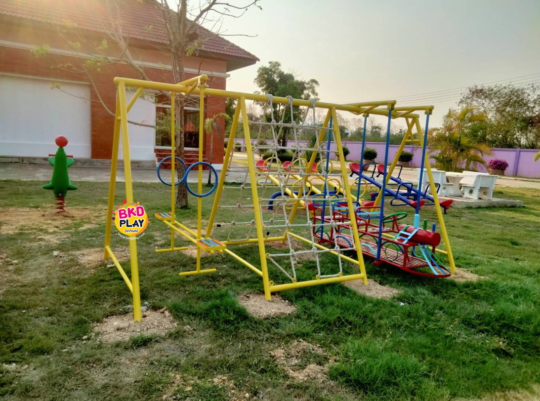 ชุดรวมรถไฟ, เครื่องเล่นสนามกลางแจ้ง , เครื่องเล่นสนามแบบเหล็ก,ชิงช้า,สไลเดอร์,โยกเยกเหล็ก, ม้าหมุน, OutdoorPlayground, ราคาโรงงาน ขนาด 150x320x170 ซม.