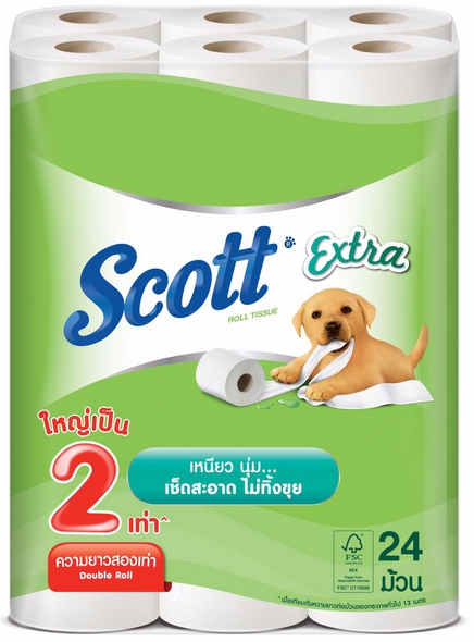 กระดาษชำระม้วนเล็ก [SCOTT] Extra Double Roll (24ม้วน/แพ็ค)