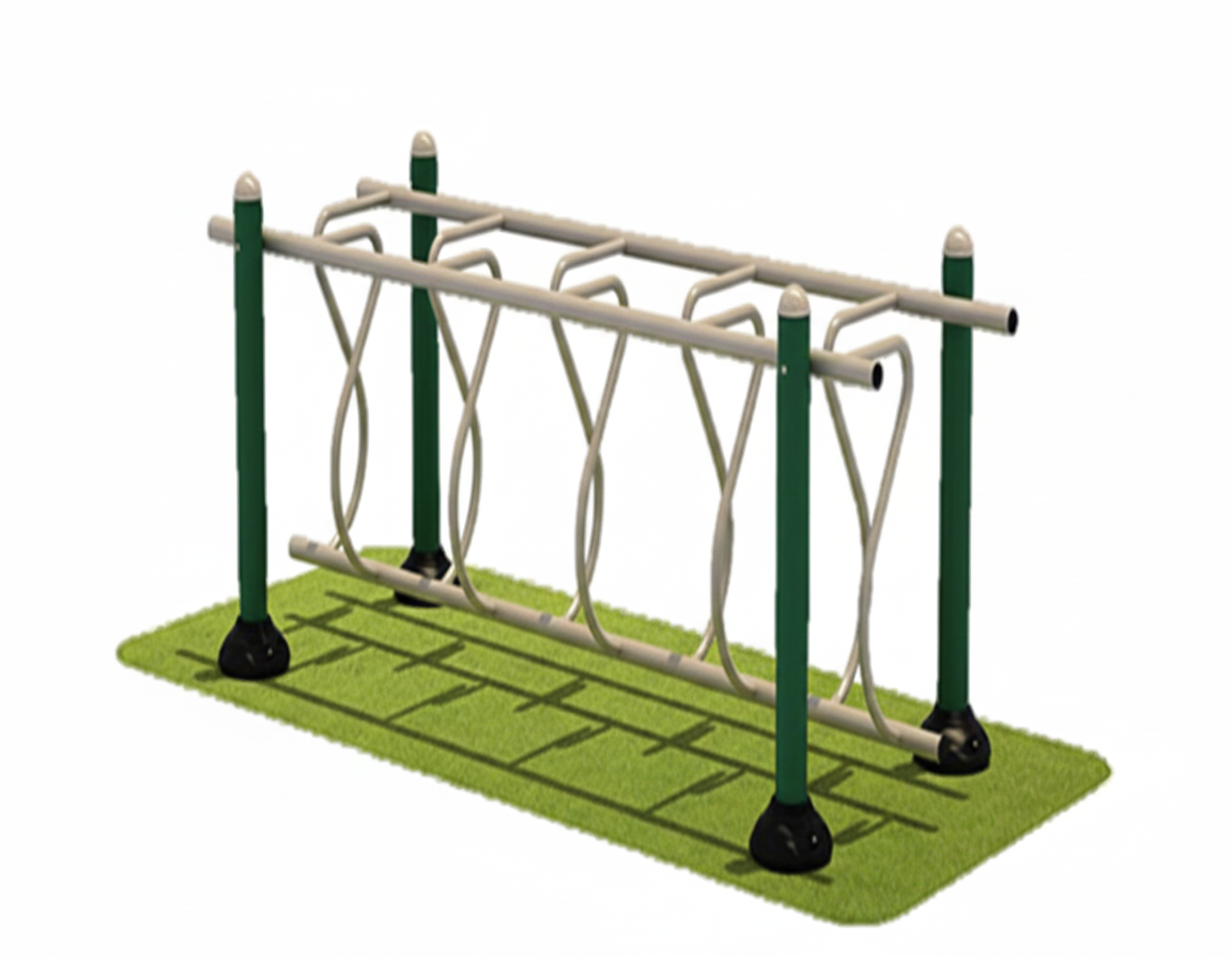 บาร์ไต่ทรงตัวซิกแซก เครื่องเล่นสนาม กลางแจ้ง เหล็ก ,บาร์โหน ตั้งพื้น ,ปีนป่าย, ของเล่น สั่งทำ 10-20 วัน ขนาด 100x200x150 ซม.