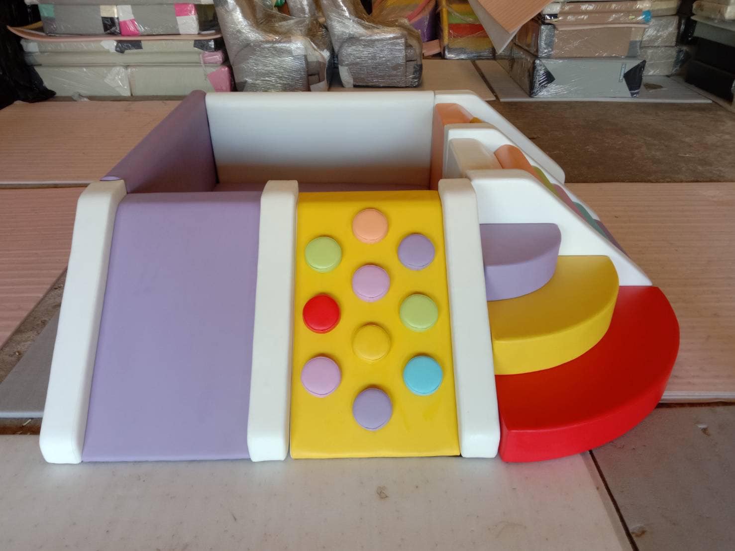 J-05678 ชุดปีนป่ายสี่เหลี่ยมรวมบ่อบอล , บ่อบอลรวมฐานผจญภัย เบาะนุ่ม เครื่่องเล่นในร่ม, หนัง pvc, พร้อมส่ง ขนาด : 310x250ซม.