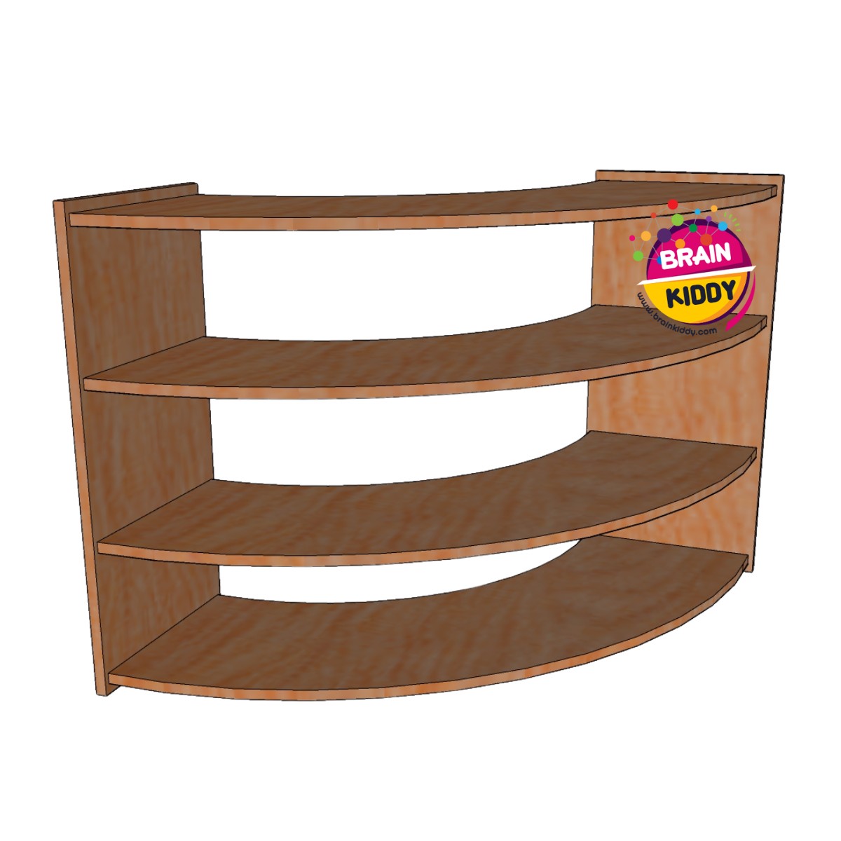 ชั้นวางสื่อแบบโค้ง ,เฟอร์นิเจอร์เด็กสั่งทำตามสีและขนาดได้ ,ชั้นวางของไม้,ตู้ไม้, ชั้นวางของเด็ก, โรงเรียนอนุบาล, เนอร์สเซอรี่ ขนาด 39 × 102 x 87 ซม.