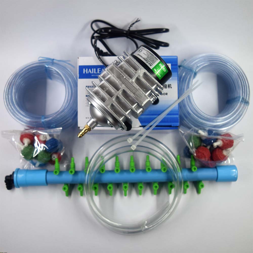 ปั้มออกซิเจน เติมอากาศ HAILEA รุ่น ACO-208 แถมฟรีท่อแยกลม20ช่องและอุปกรณ์พร้อมใช้งาน