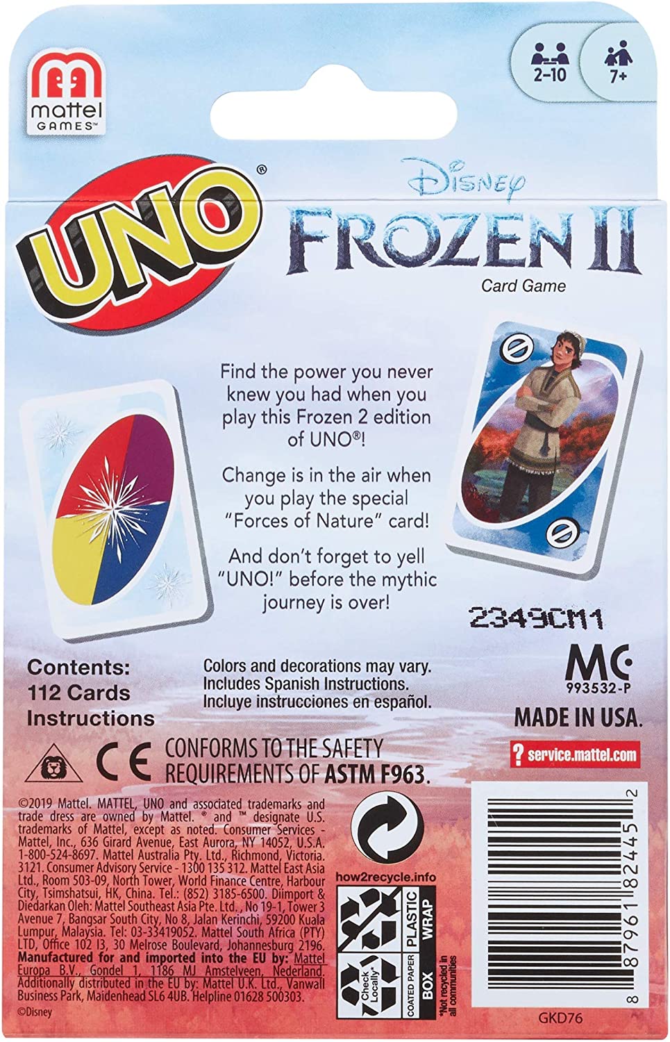 Uno Frozen ของแท้ JP [ไพ่ Disney]