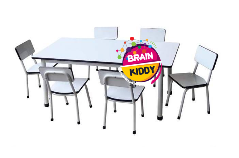 โต๊ะอนุบาลหน้าฟอเมก้าขาวเงา พร้อมเก้าอี้ ทำกิจกรรมกลุ่ม โต๊ะเขียนหนังสือเด็ก โต๊ะพร้อมเก้าอี้เด็กพร้อมส่ง สำหรับเด็ก อนุบาล โรงเรียน เนอสเซอรี่ ศูนย์พัฒนาเด็กเล็ก