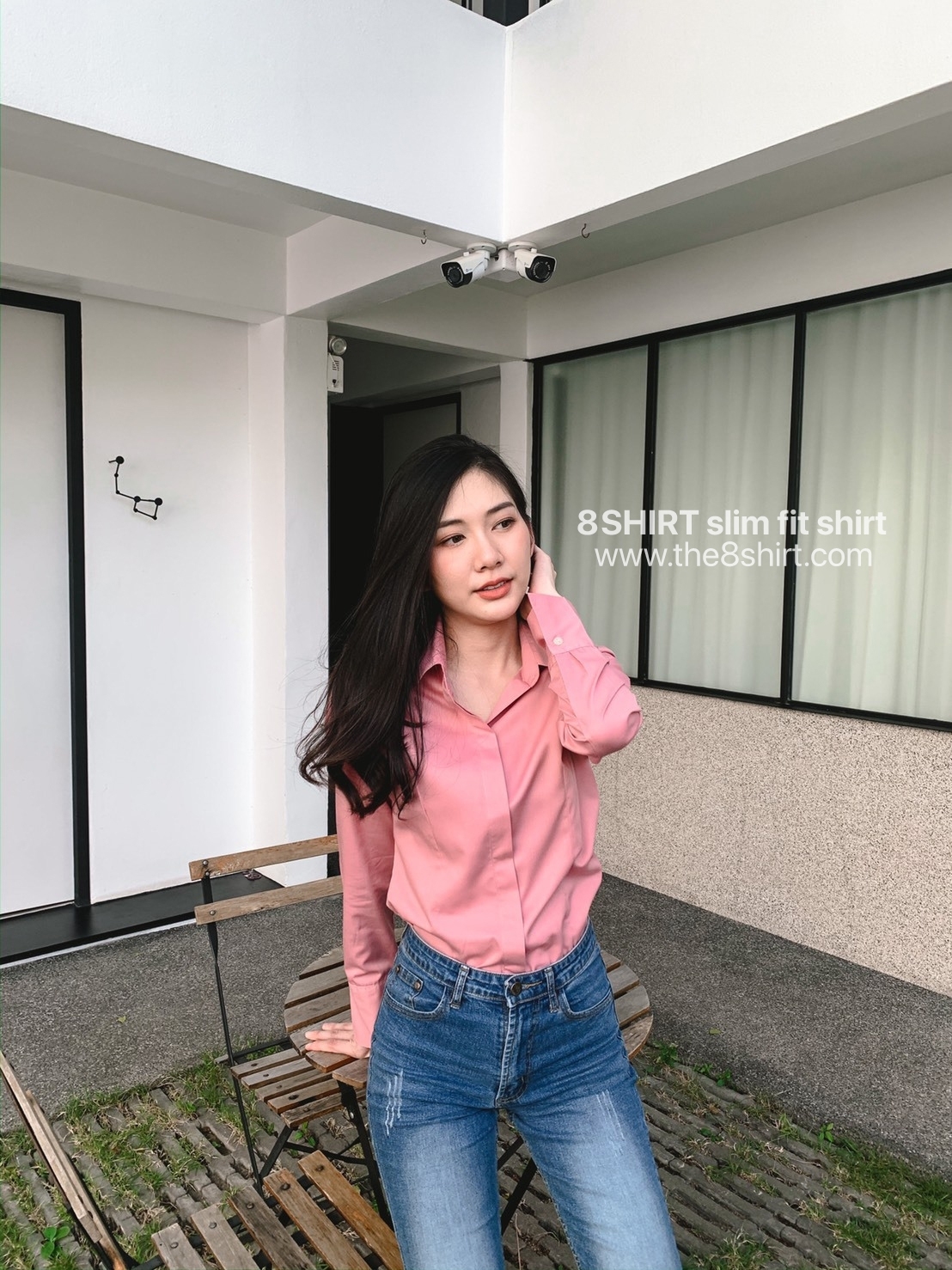 เสื้อเชิ้ตผู้หญิง ชมพูกะปิ (Solf Pink) สลิมฟิต เข้ารูป แขนยาว เสื้อเชิ้ตทำงาน เสื้อยูนิฟอร์ม แบรนด์ 8SHIRT slim fit shirt พร้อมส่ง