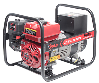 เครื่องปั่นไฟเบนซินอเนกประสงค์พร้อมระบบเชื่อม "POLO" #PW130A 2800 วัตต์ (2.8 KW.) 220V. กุญแจสตาร์ท ลวดเชื่อม 1.6-3.2 มม.