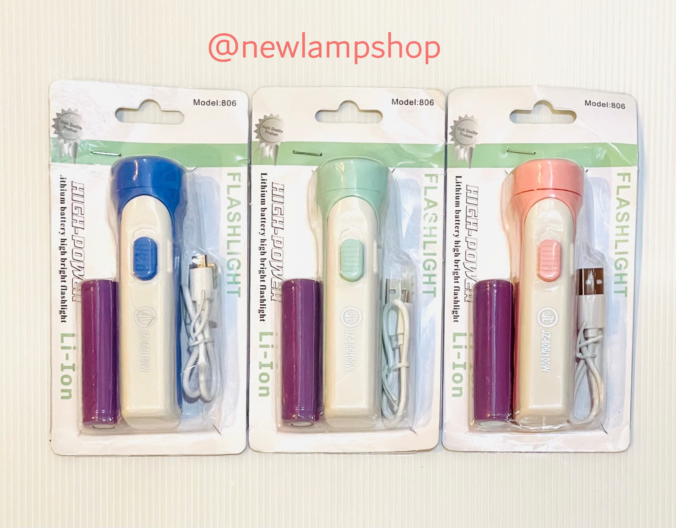 ไฟฉายกระบอก LED 806 ชุดพร้อมถ่านและสายชาร์จ usb