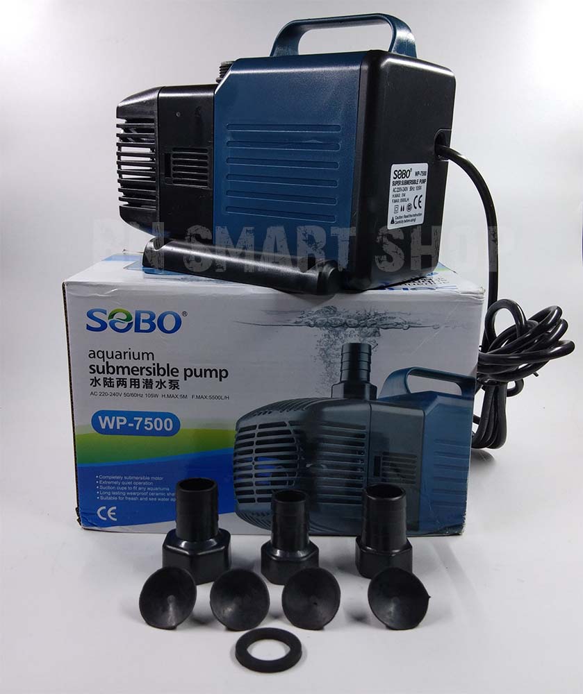 ปั้มน้ำ SOBO WP-7500 กำลังไฟ 105 วัตต์ ปั้มน้ำได้สูง 5 เมตร ปั้มน้ำได้ 5500 ลิตร/ชั่วโมง