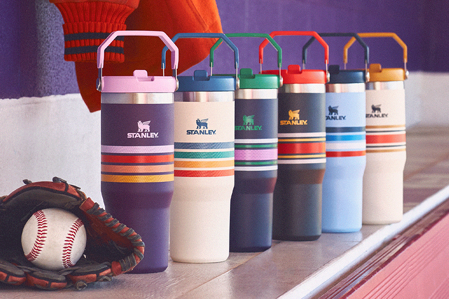 Varsity Iceflow™ Flip Straw Tumbler 30Oz Cream Stripe