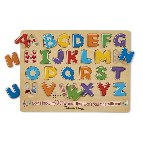 จิ๊กซอว์เด็ก มีเสียง มีหมุดจับ พัซเซิลตัวอักษร Melissa & Doug Alphabet Sound Puzzle, ของเล่นเสริมพัฒนาการ, ของเล่น