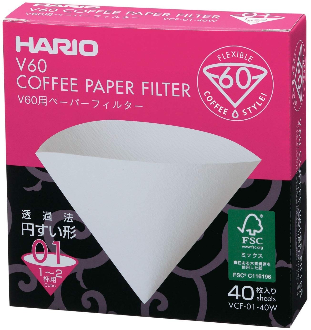 V60 Coffee Paper Filter 01 (40PCS) VCF-01-40W