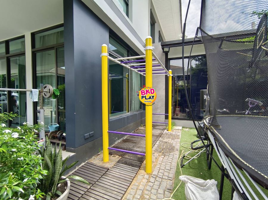 เครื่องออกกำลังกาย กลางแจ้ง ชุดอุปกรณ์ บริหารแขน หน้าอก หัวไหล่ แบบบาร์โหน เหนือศรีษะ F-LS-50 ลานกีฬา อเนกประสงค์ สนามกีฬา ขนาด ก.91 x ย.300 x ส.245 ซม.