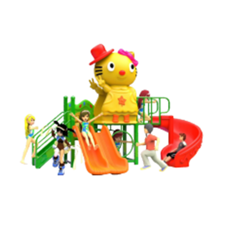 เครื่องเล่นสนามกลางแจ้งชุดแมวน้อยกับพ้องเพื่อน, กระดานลื่น, ,ของเล่น,ครุภัณฑ์สนามเด็กเล่น, สพฐ,โครงการโรงเรียนประชารัฐ playground,สไลเดอร์,ของเล่นเสริมพัฒนาการ,เครื่องเล่นสนาม, สนามเด็กเล่น ขนาด 180x300x210 ซม.