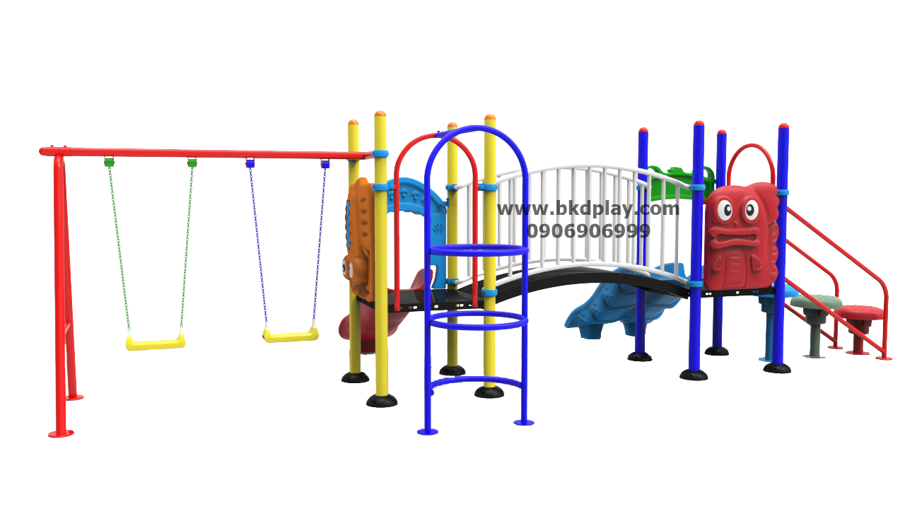 ชุดหอสไลด์ ปีนป่าย ชิงช้า 2 ที่นั่งเครื่องเล่นสนาม กลางแจ้ง เหล็ก, สไลเดอร์ ของเล่น สั่งทำ 10-20 วัน ขนาด340x700x200 ซม.