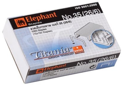ลวดเย็บ [ตราช้าง] เบอร์35 26/6 ไททาเนีย