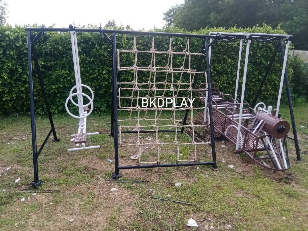 ชุดรวมรถไฟ, เครื่องเล่นสนามกลางแจ้ง , เครื่องเล่นสนามแบบเหล็ก,ชิงช้า,สไลเดอร์,โยกเยกเหล็ก, ม้าหมุน, OutdoorPlayground, ราคาโรงงาน ขนาด 150x320x170 ซม.