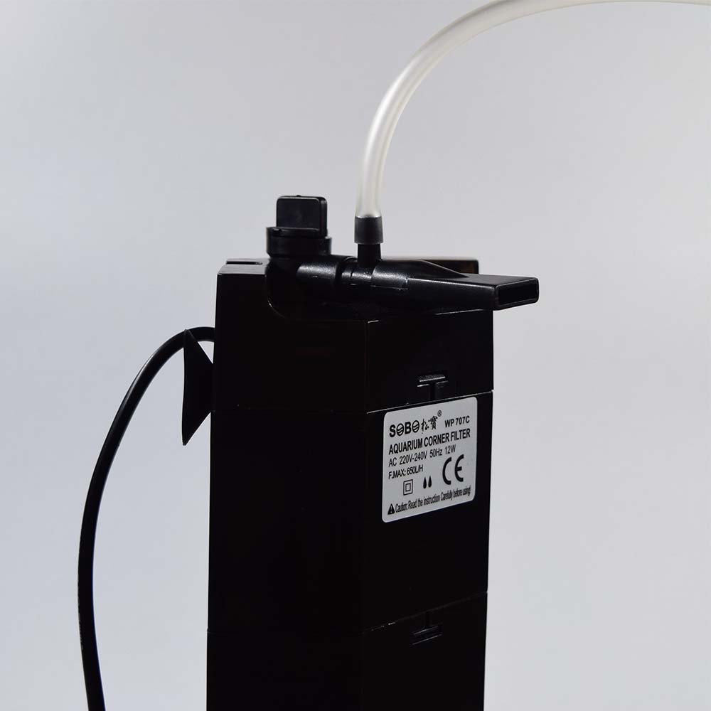 ปั้มน้ำพร้อมกรองติดตั้งเข้ากับมุมตู้ SOBO WP-707C ใช้ได้ทั้งน้ำจืดและน้ำเค็ม