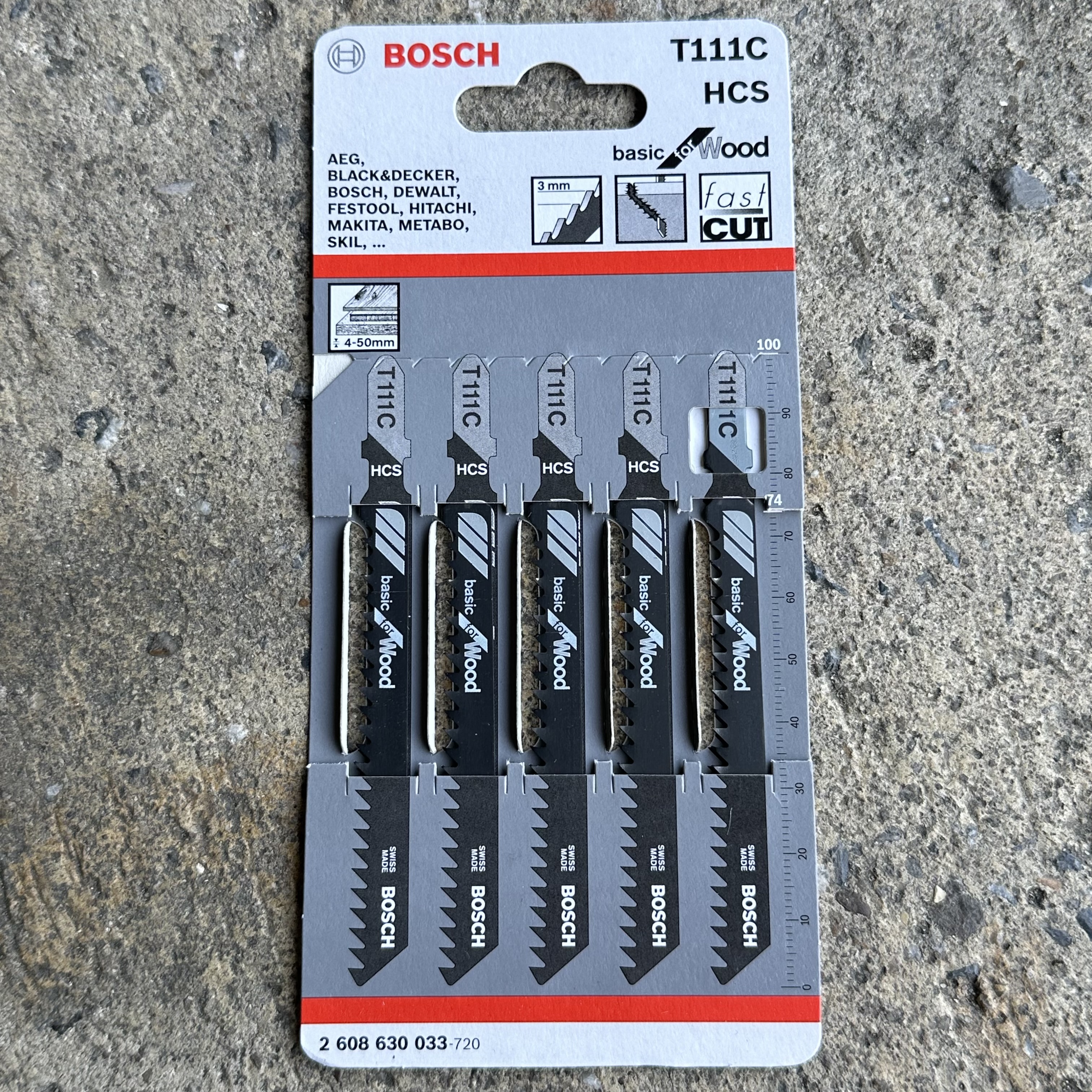 ใบจิ๊กซอว์ BOSCH T111C ไม้/เร็ว(แพ็คละ 5ใบ)