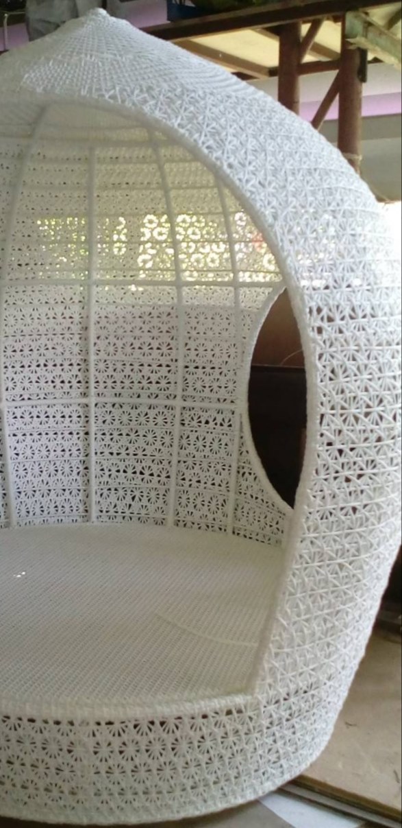 โดมหวายเทียม ลายดอกไม้สวย พร้อมเบาะ และหมอนอิง