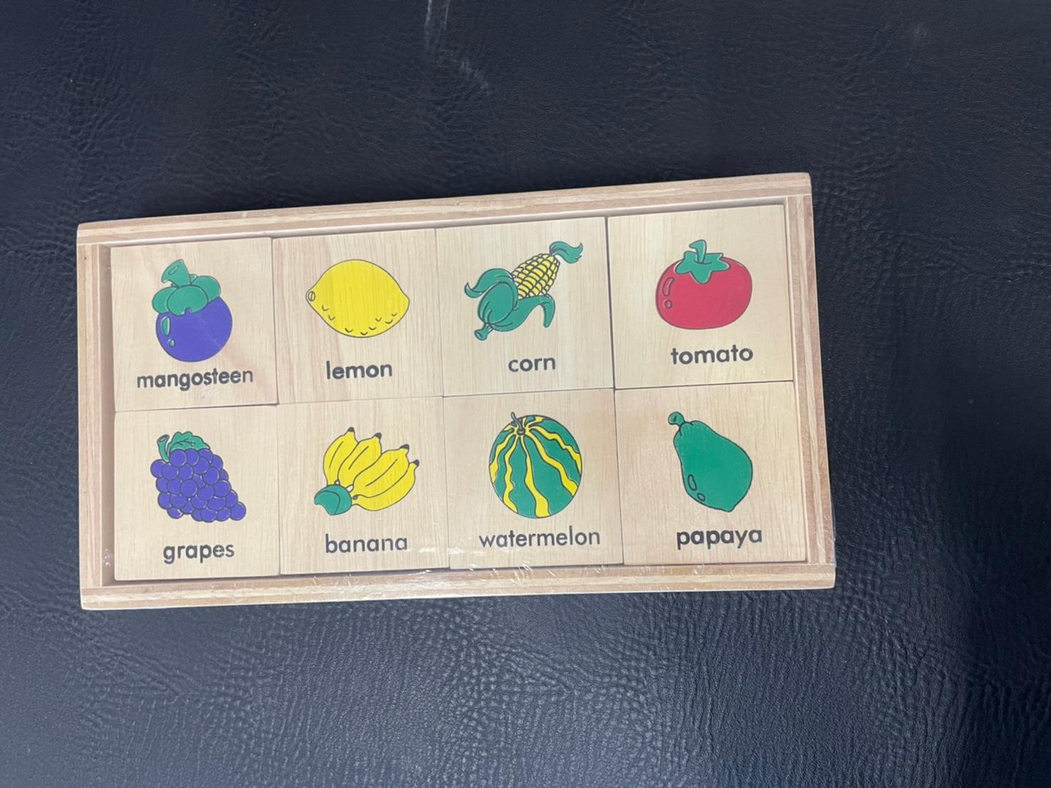 เกมจับคู่ภาพผัก-ผลไม้ ภาษาอังกฤษ ,ของเล่นไม้,สื่อการสอนปฐมวัย,ของเล่นเสริมพัฒนาการ,เกมเสริมทักษะ,อนุบาล