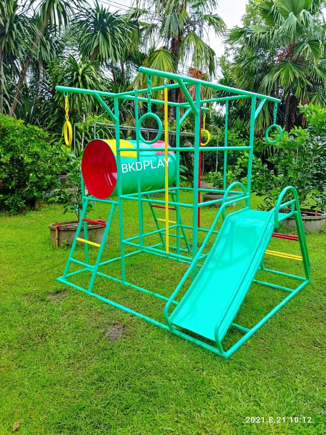 บาร์ปีนป่ายอุโมงค์ลอดกระดานลื่น, เครื่องเล่นสนามกลางแจ้ง , เครื่องเล่นสนามแบบเหล็ก,ชิงช้า,สไลเดอร์,โยกเยกเหล็ก, ม้าหมุน, OutdoorPlayground, ราคาโรงงาน ขนาด 120x150x170 ซม.