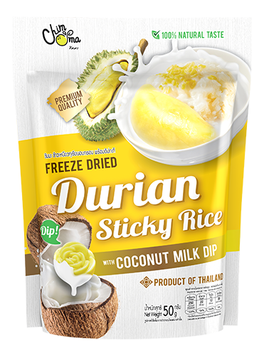 ชิมมะ | ข้าวเหนียวทุเรียนอบกรอบพร้อมดิปกะทิ 50 กรัม - CHIMMA | Freeze-Dried Durian Sticky Rice with Coconut Milk Dip 50g