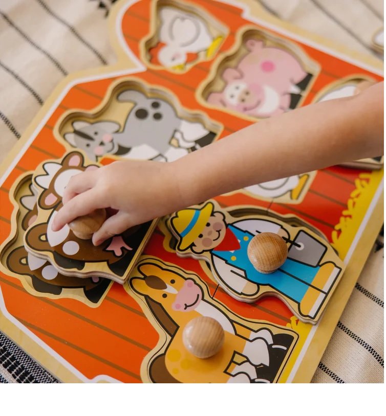 พัซเซิลแบบมีที่จับขนาดจัมโบ้ รุ่นฟาร์ม Large Farm Jumbo Knob รุ่น 3391 Melissa&Doug, ของเล่นเสริมพัฒนาการ, ของเล่นเด็ก,พร้อมส่ง