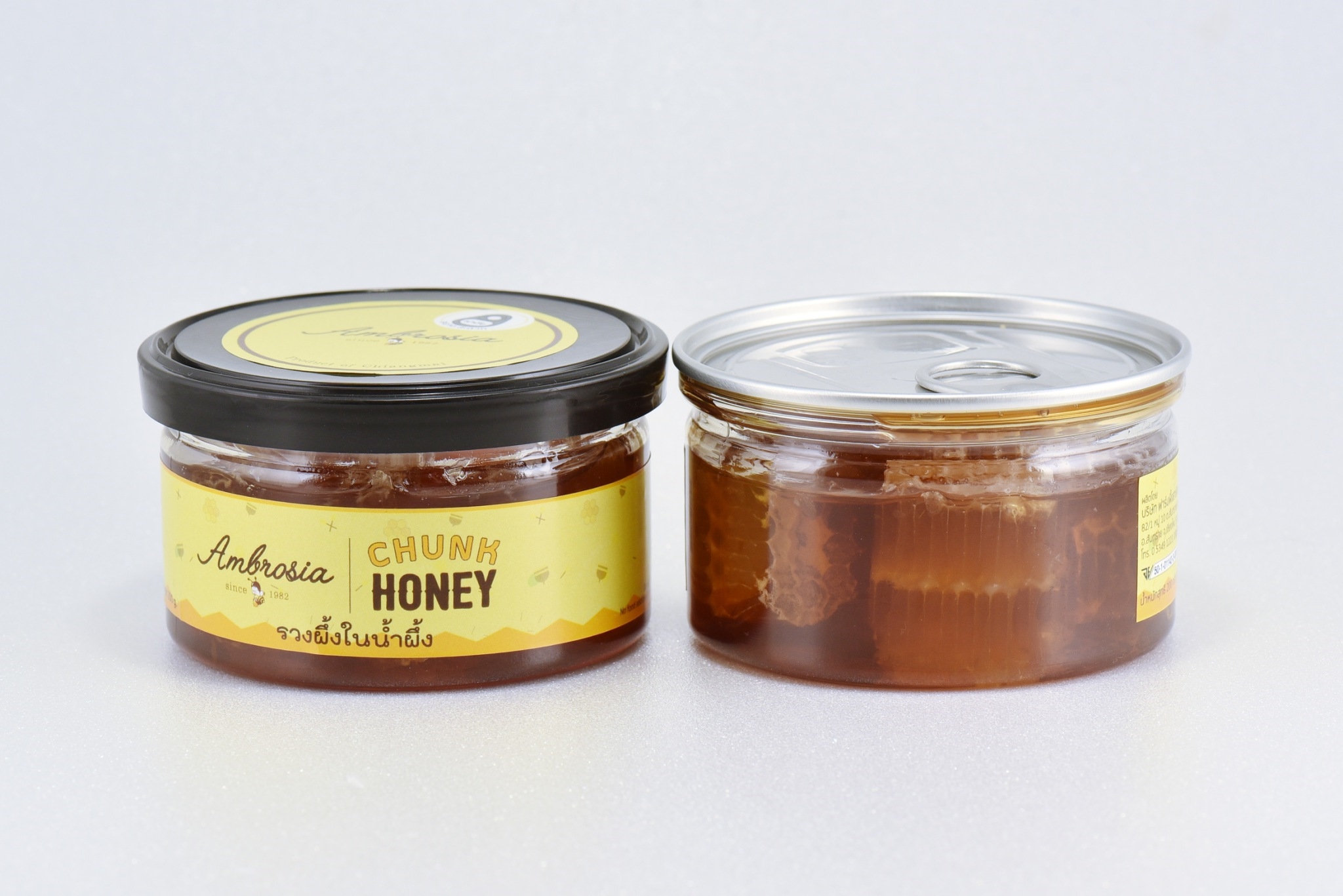 น้ำผึ้งดอกลำไย พร้อมรวงผึ้ง Chunk Honey ขนาด 200 กรัม