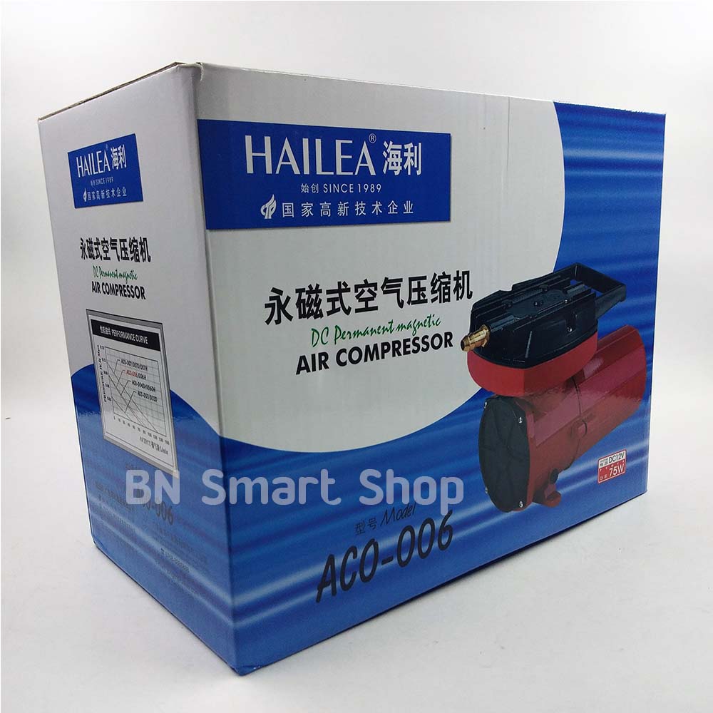 ปั้มลมต่อกับแบตเตอรี่รถ ไฟตรง DC 12 โวลท์ HAILEA ACO-006 กำลังไฟ 75 วัตต์ แถมฟรีสายยางและหัวทรายพร้อมใช้งาน