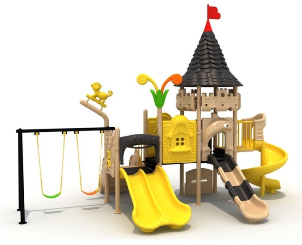 เครื่องเล่นสนาม, ชุดปราสาทสองสไลด์+ชิงช้า กระดานลื่น, ของเล่น,ครุภัณฑ์สนามเด็กเล่น, สพฐ,โครงการโรงเรียนประชารัฐ playground,สไลเดอร์,ของเล่นเสริมพัฒนาการ,เครื่องเล่นสนาม, สนามเด็กเล่น