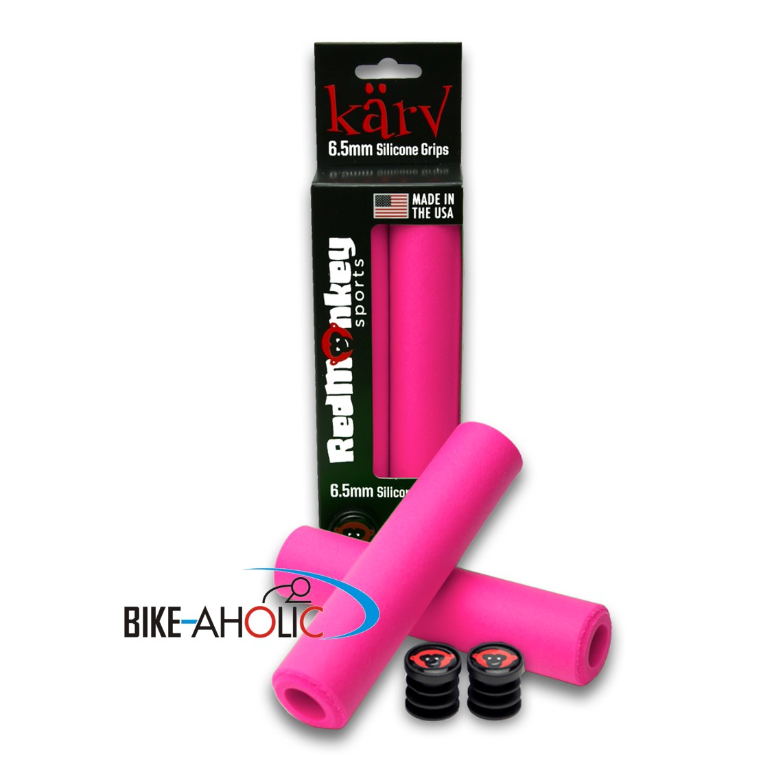 ปลอกแฮนด์ซิลิโดน 100% Red Monkey Karv(XT) Grips สีชมพู
