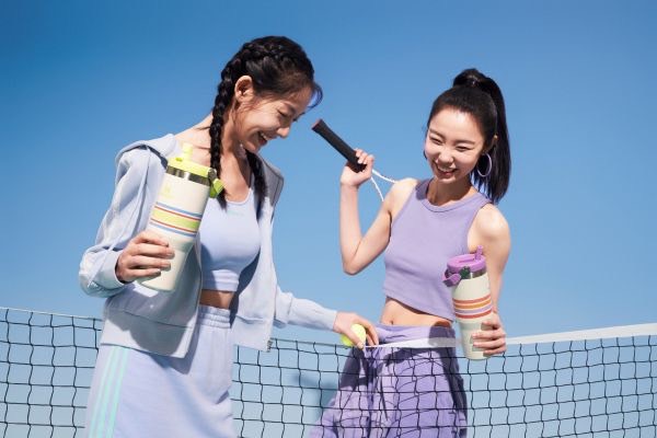 Varsity Iceflow™ Flip Straw Tumbler 30Oz Cream Lilac Stripe